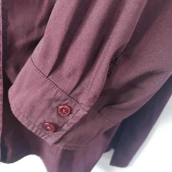Apostrophe Button Shirt Women’s 18W Plus Burgundy ¾ Sleeves Stretch Top /A163 - Picture 2 of 5